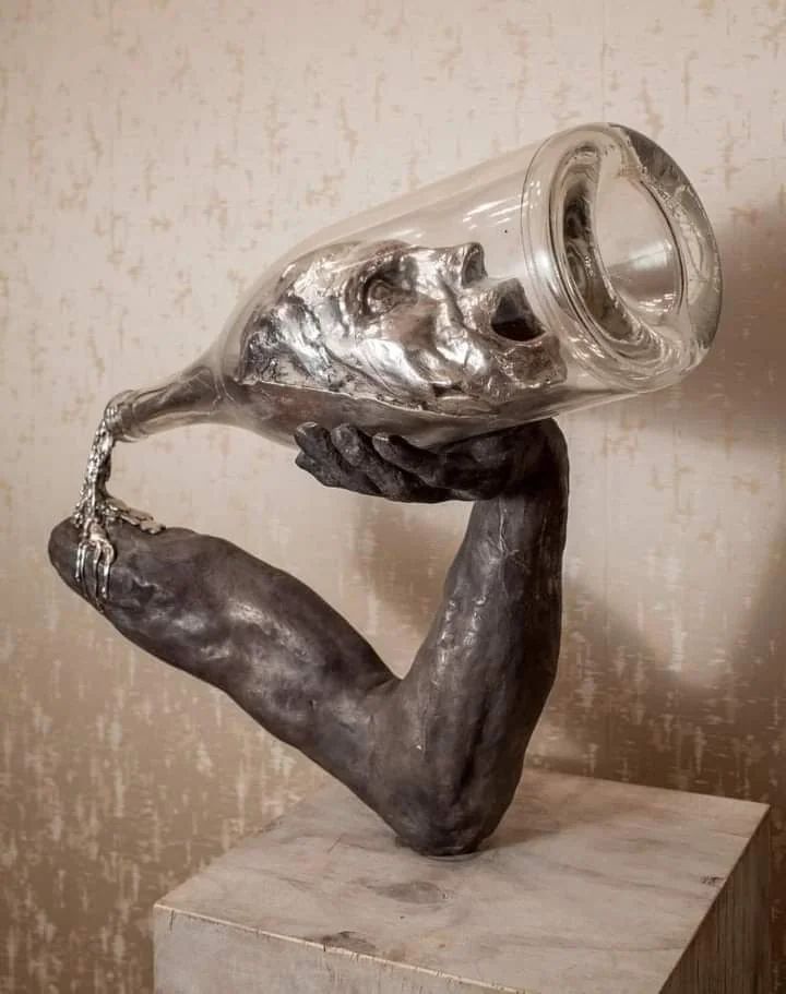 'First the man takes the drink, then the drink takes the man.' Sculpture created based off an old Irish saying.