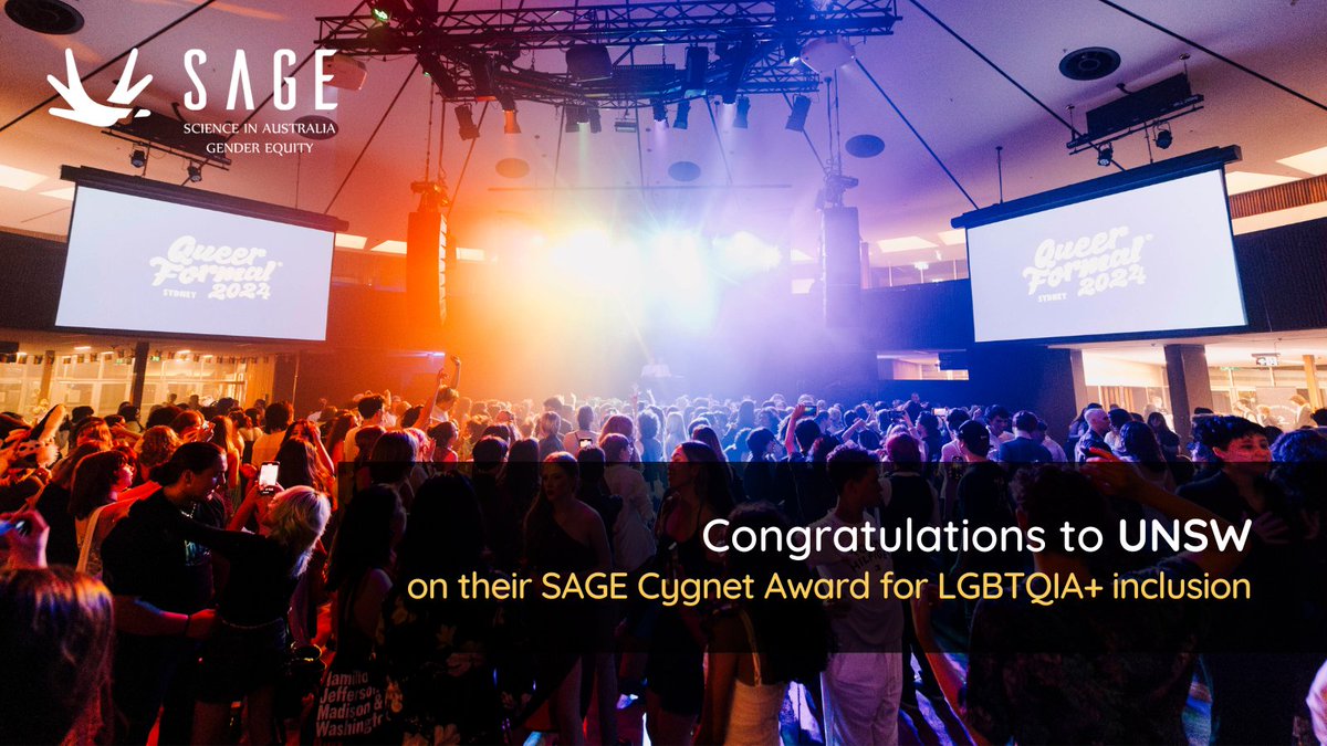 Congratulations to @UNSW on their SAGE #CygnetAward for LGBTQIA+ inclusion! UNSW has introduced: 🤝🏼allyship training 🏳️‍🌈participation in days like IDAHOBIT 📊using the AWEI LGBTI inclusion survey 🏳️‍⚧️more support for staff undergoing gender affirmation More:sciencegenderequity.org.au/news/unsw-earn…