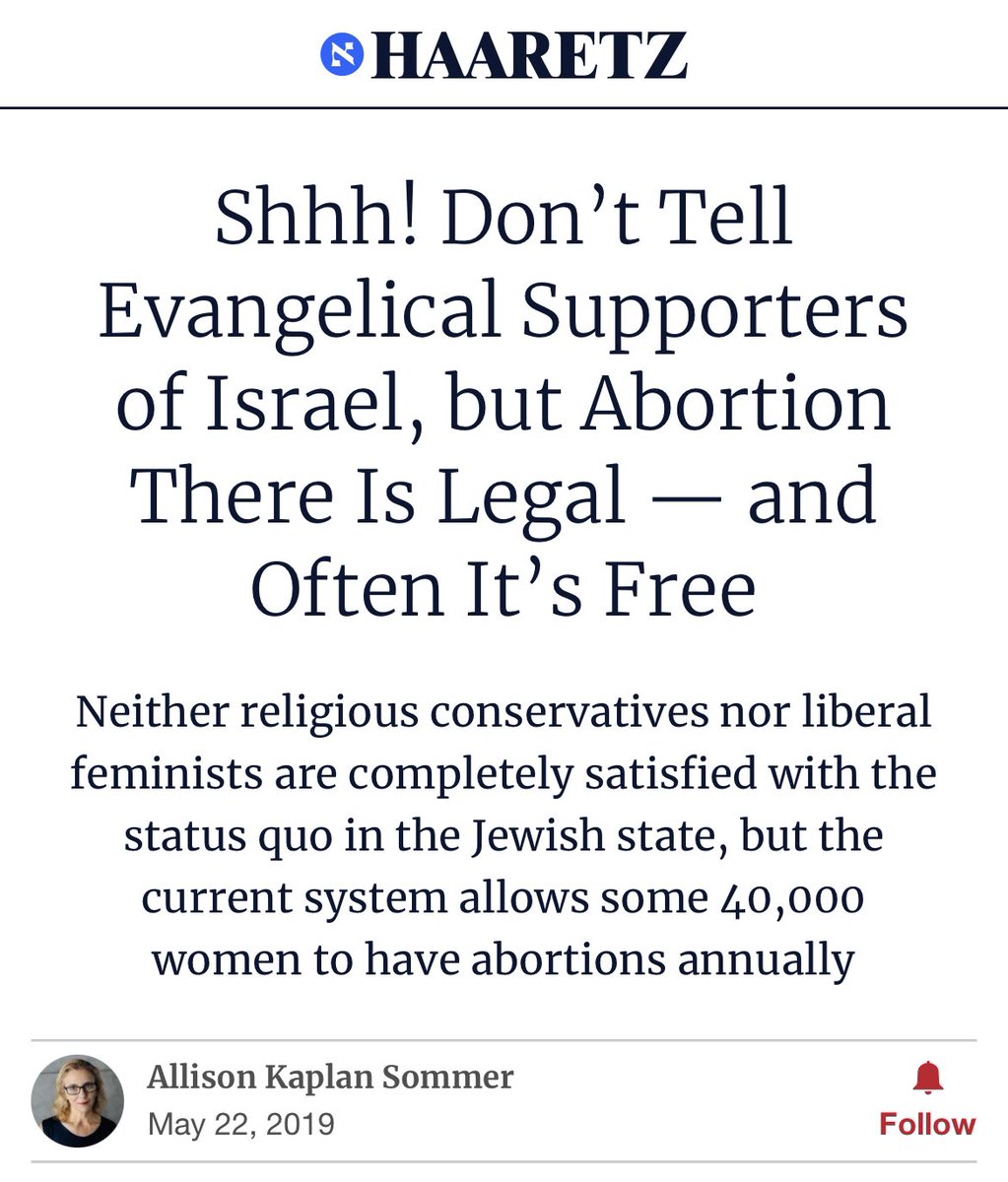 Israel pays for abortions. Gaza banned them. Not one conservative of prominence truly believes, “Abortion is murder.” That’s all big mouth talk. Otherwise they’d confront this head on. It would present a major moral dilemma.