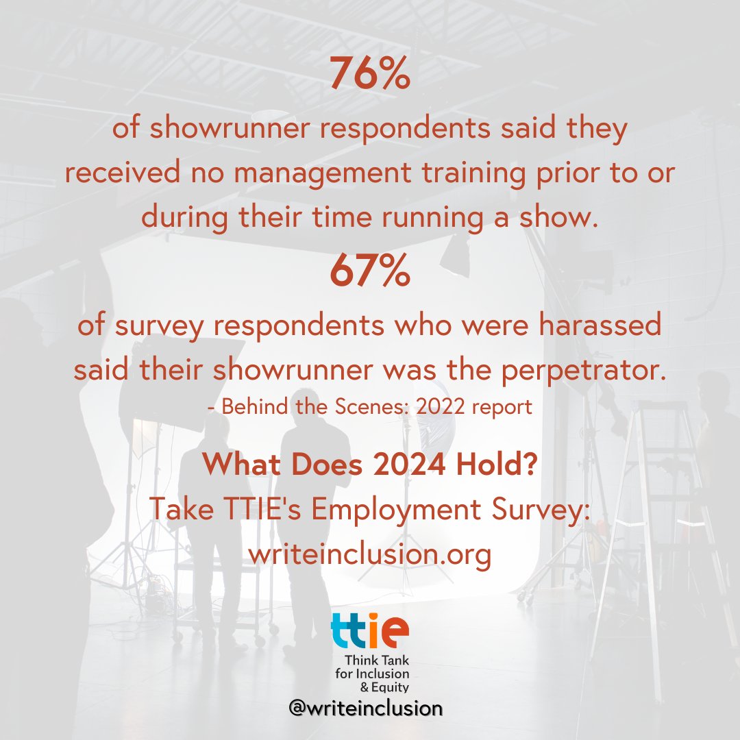 Hey TV Writers: take TTIE’s annual employment survey! Your quantifiable experiences can help us create measurable, actionable change throughout the TV pipeline. Here's a stat from our 2022 Report, based off your past intel. Take the 2024 survey NOW: writeinclusion.org