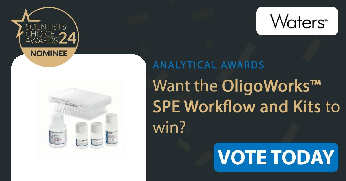 Are you considering OligoWorks™ SPE Kits & Components by Waters as a worthy contender for the Best New Analytical Lab Product of 2023? Share your perspective and participate in the voting process today!

#scientistschoiceawards #analyticalchemistry  surveymonkey.com/r/HSTWQCR?utm_…