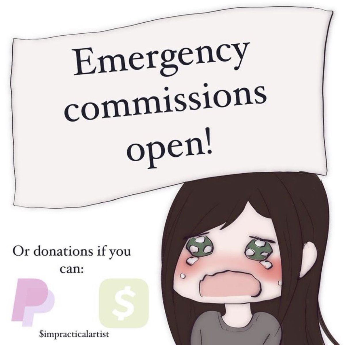 Please check my pinned if you want to see my commission sheet, or you can commission/support me through Ko-Fi: ko-fi.com/impracticalart…

I’ve been doing instacart as much as I can but I’m struggling yall 😭 
#commissionsopen #opencommissions #opencommission #emergencycommissions