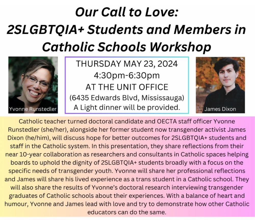Thank you @egalecanada for providing @elemdp members with two amazing workshops to support 2SLGBTQAI+ inclusion within our spaces.We look forward to continuing our learning with our next workshop. See👇🏽 for details & check your email for the link!🏳️‍🌈#CatholicTeachers #HumanRights