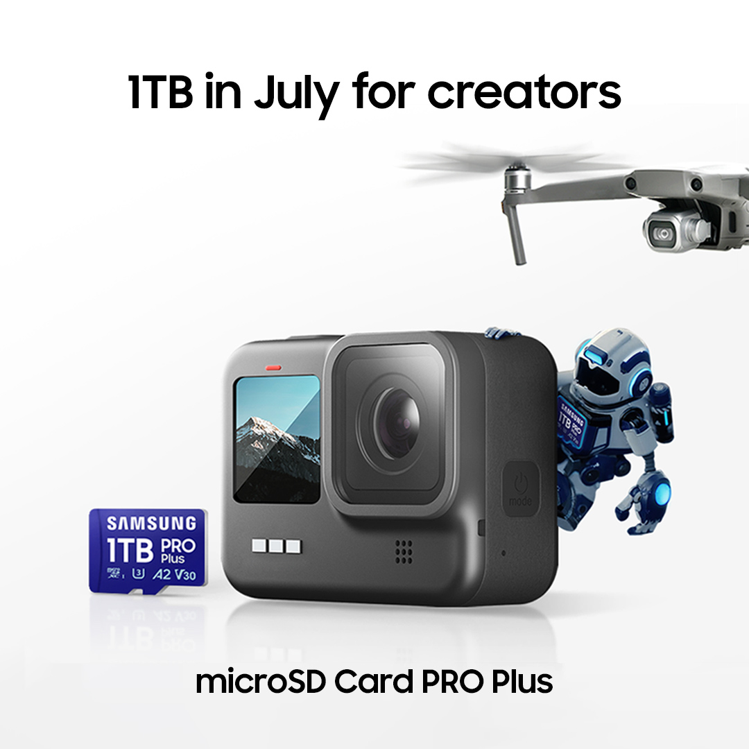 Starting in July, the microSD Card #PROPlus by #SamsungMemory will be available in capacities up to 1TB, making it the perfect #MemoryCard for content creators. Learn more: spr.ly/6017bLKrB