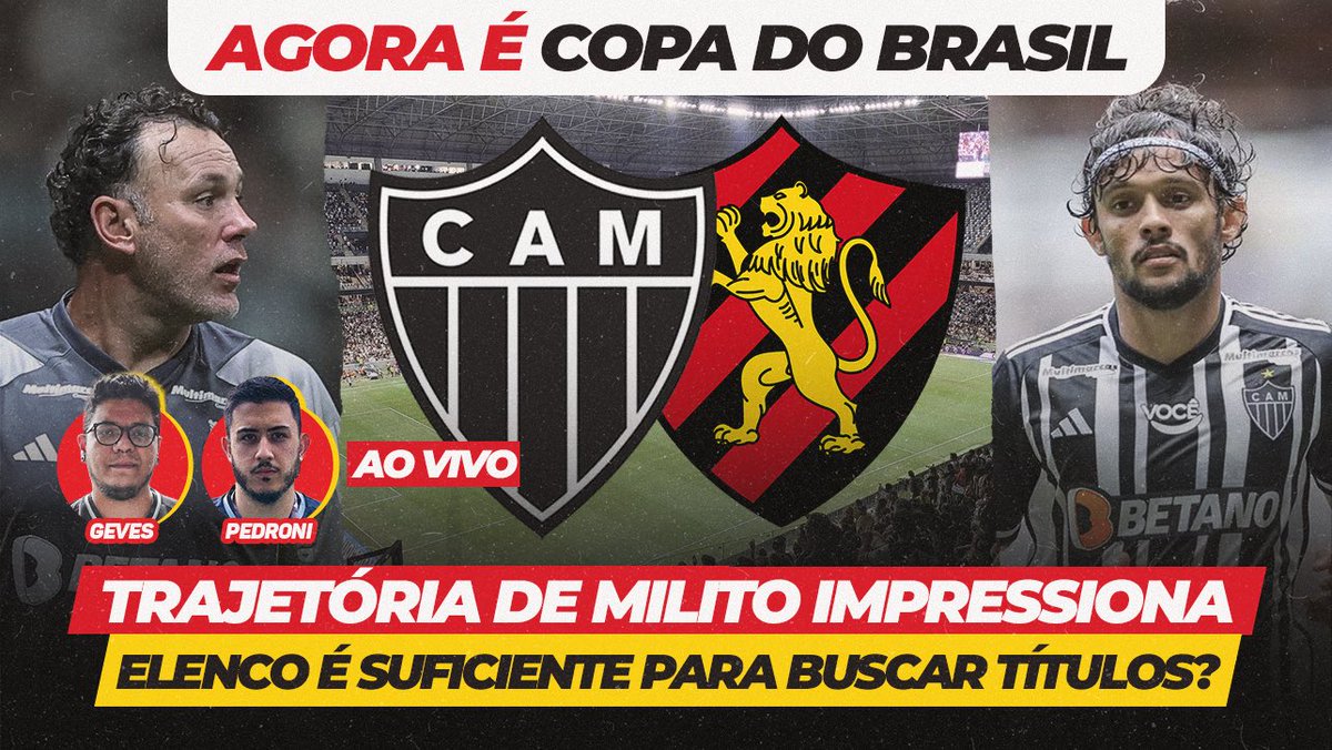 🏆 AGORA É Copa do Brasil Estaremos ao vivo às 20:45 Com @Geves_Galo & @Pedroni012 no comando da Live de hoje 👇Link da Live youtube.com/live/ajOtE1cGZ…