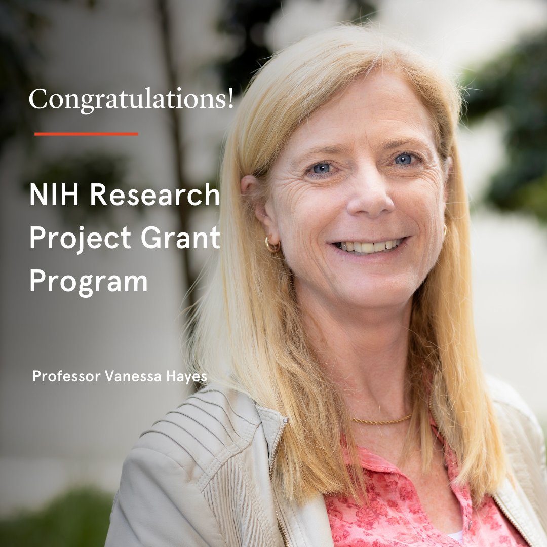 🎉Congratulations to Prof Vanessa Hayes who has been awarded an additional $3.67M through the @NIH Research Project Grant for her research in prostate cancer. The genomic study, led out of the Hayes lab, is using a global approach to decipher prostate cancer health disparities.