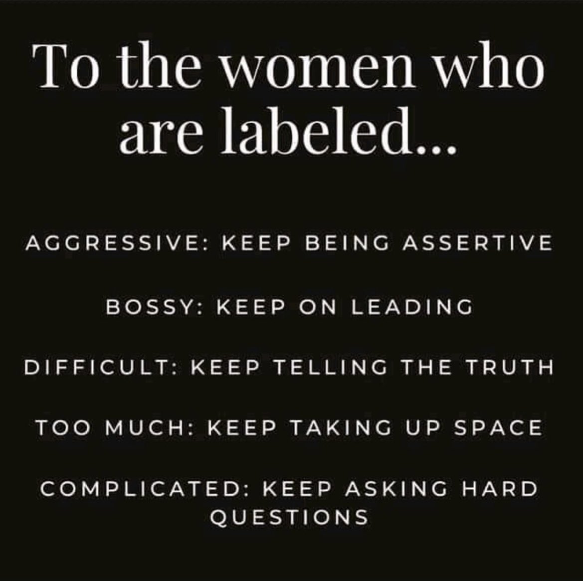 Sometimes people will negatively “label” you as too aggressive, bossy, difficult, complicated, or … 

That’s okay.

What’s truly matters is that you can be empowered and “re-label” yourself as (insert here). Keep thriving.🫶🏽
#MondayMotivation
#MondayThoughts
#MondayMindfulness