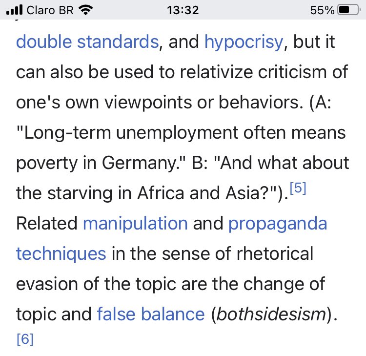 @unatalie Natalie, o whataboutism consiste em manipular uma conversa para desacreditar o ponto de vista de uma pessoa ou a própria pessoa. tal como mansplaining é um indicador de macho frustrado com protagonismo de mulher. Eles costumam nos mandar ler e estudar