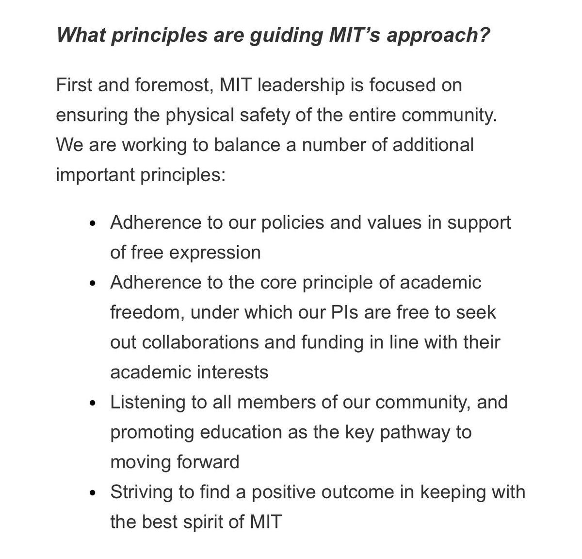 Breaking: Email from @MIT leadership to the campus community re the pro Hamas encampment. No mentioning of consequences. No mentioning of the Jewish & Israeli community or Hamas atrocities, the massacre & sex crimes! All Jews and Israelis should know: THEY DON’T CARE!