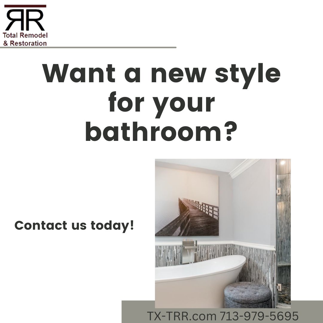 Do you want a new style for your bathroom? Contact us today!
#TRR #totalremodelandrestoration #remodel #buildback #construction #contractor #mitigation #Houston #HTX #TheWoodlands #thewoodlandstx #Cypress #CypressTX #tiptuesday #cabinets #kitchencabinets #HVAC #reminder