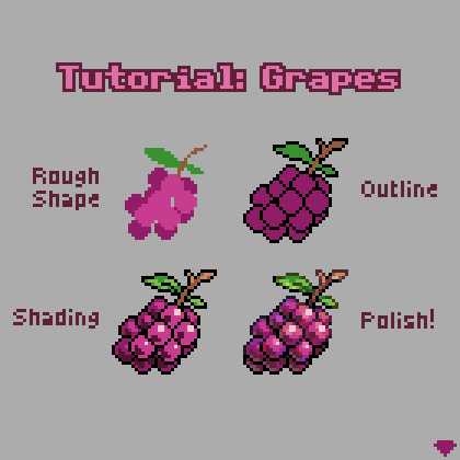 Quick tutorial on how I drew a bunch of grapes

#pixelart