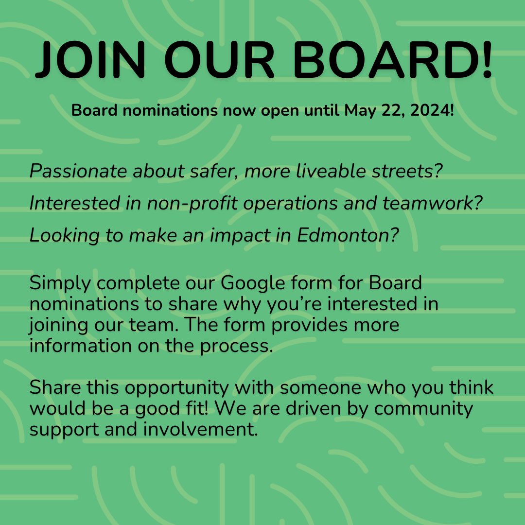It’s time! We’re looking to recruit several new board members for the 2024-2026 term 🤩 The link below has more info! Even if you don’t apply, help share this with those who you think would be a good fit (and encourage them to apply) 📣❤️🚶🚴🧑‍🦽‍➡️ docs.google.com/forms/d/e/1FAI…