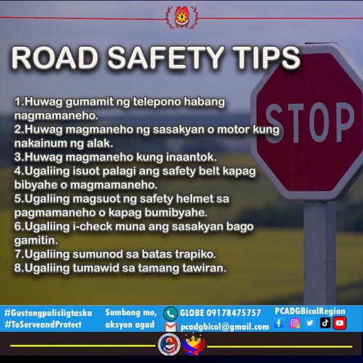 Road Safety Tips #PCADGTagapagUgnay #gustongpulisligtaska #BagongPilipinas #PCADGBicol