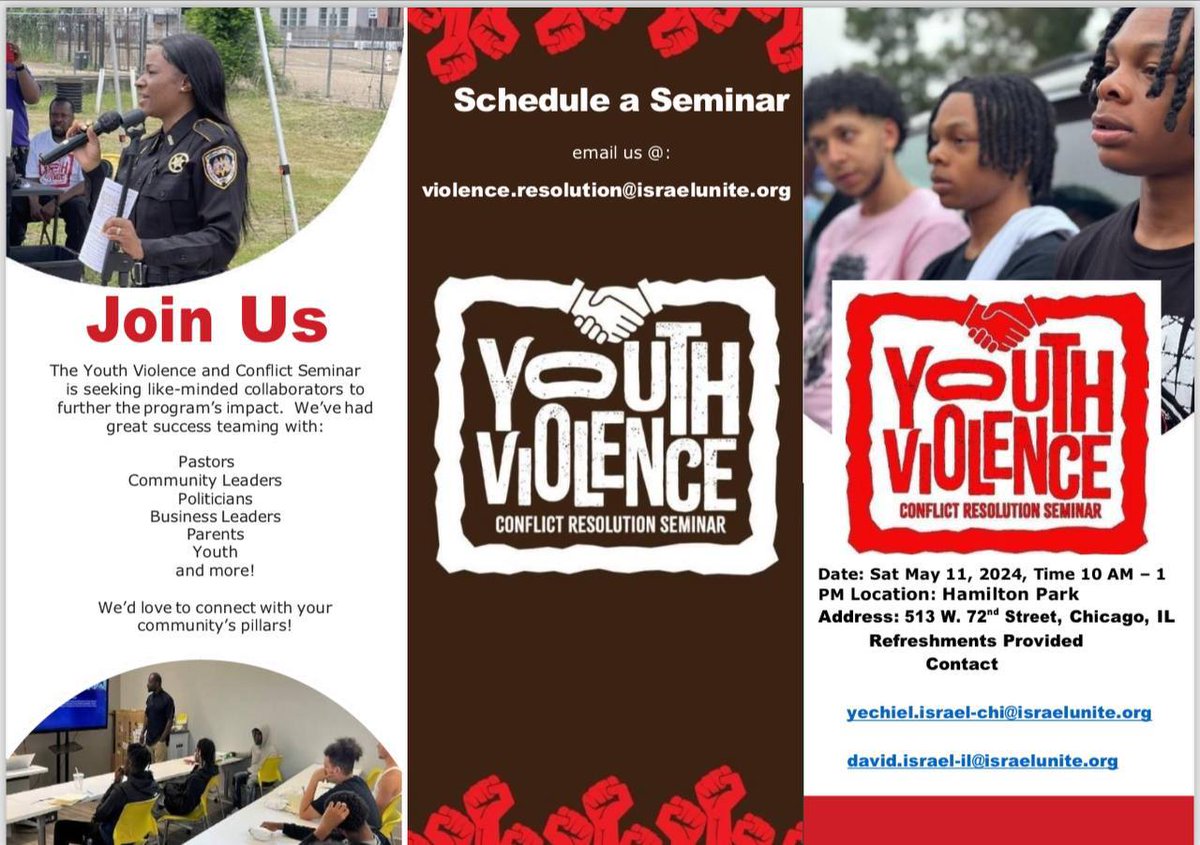 Join us Saturday May 11, 2024 at Hamilton Park to help stop the spread of violence in our communities 

#yvcrs #Youthviolence #IUIC #Chicago #HamiltonPark #youthconflictresolution
