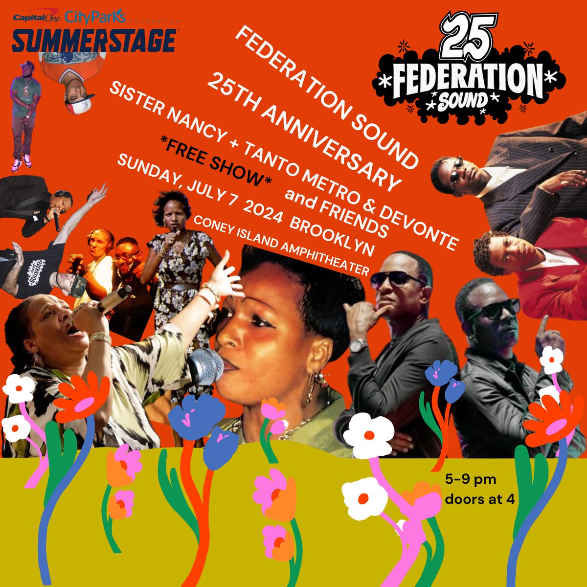 Please join us @summerstage Sunday, July 7 when the 2 sevens clash & we celebrate 25 years of Federation Sound w/ the legendary Sister Nancy, Tanto Metro & Devonte + Friends. THIS IS A FREE SHOW Sunday, July 7 2024 5-9 pm (Doors @ 4) Coney Island Amphitheater #SummerStage