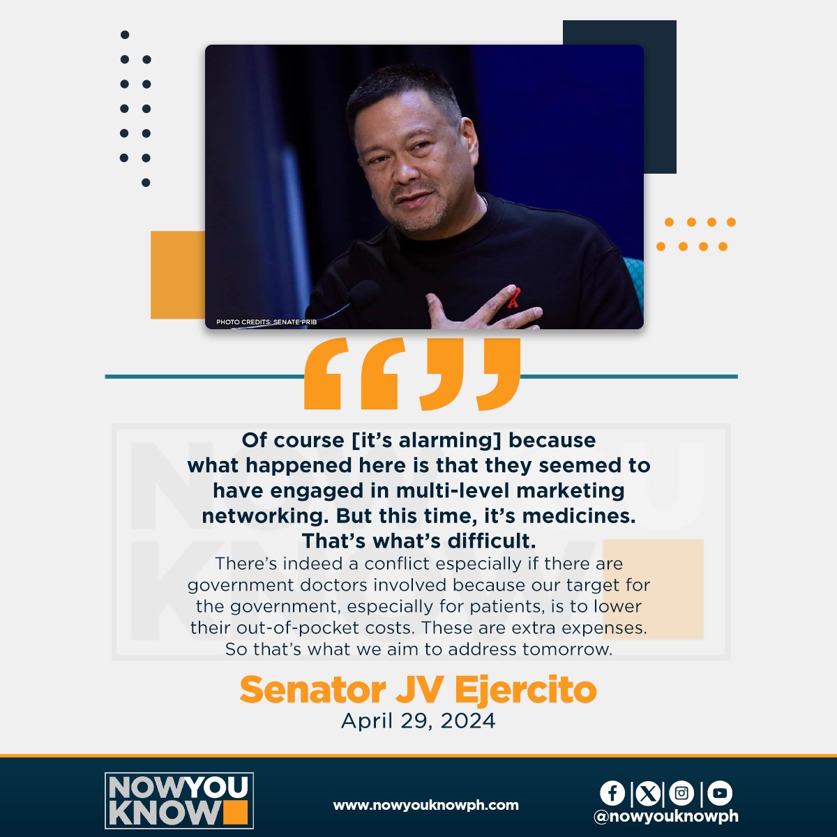 Even government doctors might have been involved in an alleged “multi-level marketing networking” of expensive medicines with a local pharmaceutical company, Sen. JV Ejercito said on Monday. READ: tinyurl.com/2n2t9ewk 📰Inquirer.net