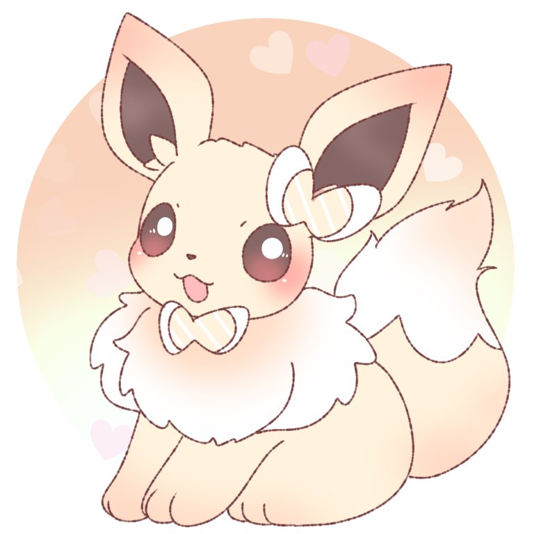 eevee solo looking at viewer blush smile open mouth bow sitting  illustration images