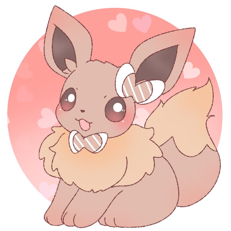 eevee solo looking at viewer blush smile open mouth bow sitting  illustration images