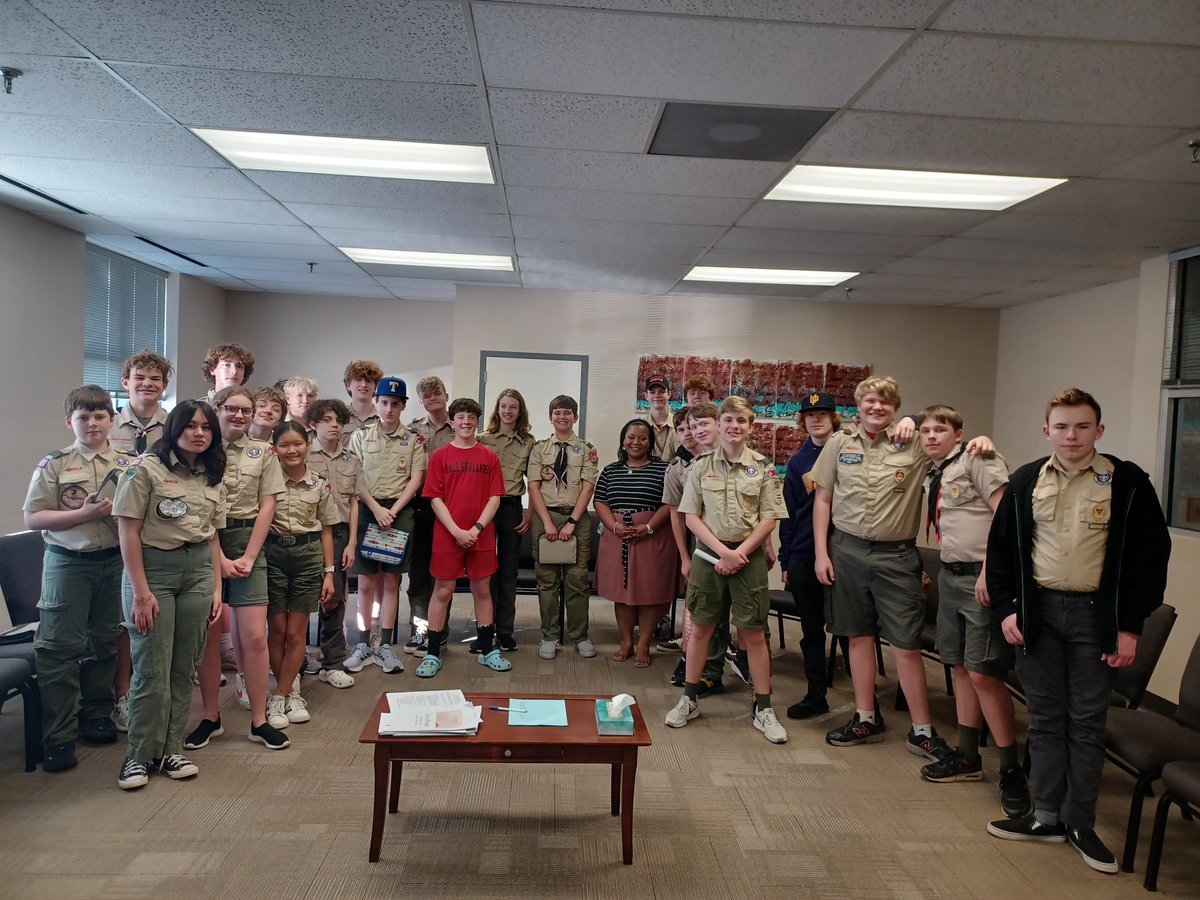 THE @AngeliaSharone came to help the scouts from Troop 890 earn their Citizenship in Society Merit Badge. What a blessing she is! @RISD_Equity #risdgreatness