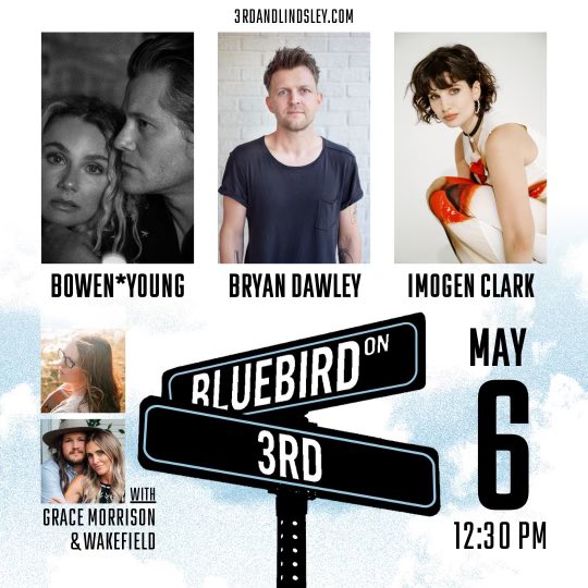 Stoked that my first gig as an official Nashvillian is on Mon 6 May at @3rdandLindsley presented by @BluebirdCafeTN! Writers’ round alongside excellent humans @wearebowenyoung and @bryandawley! Get in on it: ticketweb.com/event/bluebird… 🩷🫶🏻