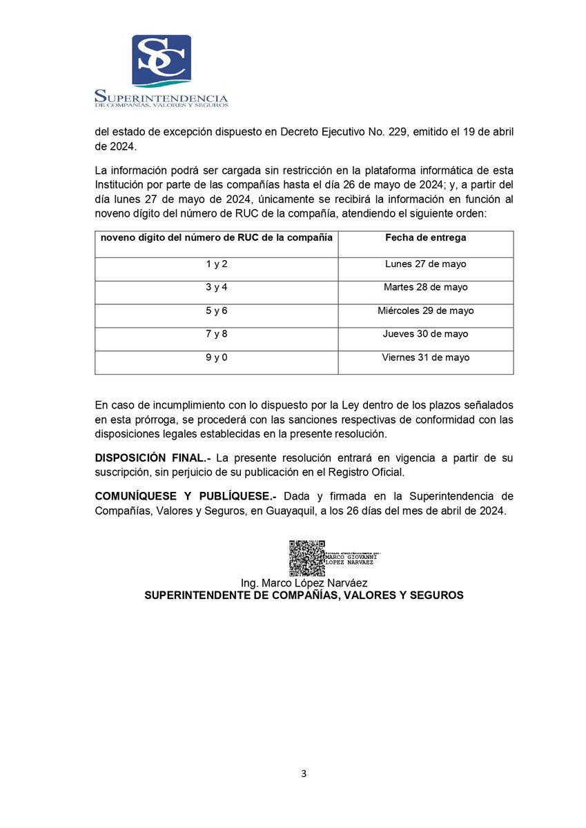 MUNOZROMANNYCIA's tweet photo. ℹ️El Superintendente de Compañías, prorrogó el plazo de las obligaciones societarias requeridas en los artículos 20 y 23 de la Ley de Compañías, hasta el día 31 de mayo de 2024.
#asesoríalegal #compañías #Ecuador #abogados #obligacionessocietarias #superintendenciadecias https://t.co/EAVKm5FDBk
