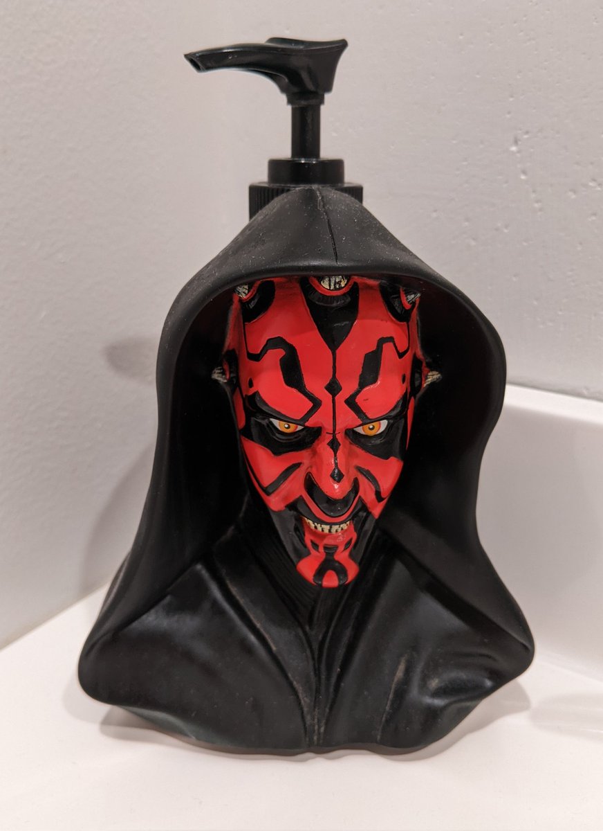 Celebrating #PhatomMenace25 all week!  An event like this deserves more than one post a day, so for Day 1 - post 2 is Darth Maul - keeping vigilant track of my hand washing in my mancave bathroom.  #SithHappensWashYourHands