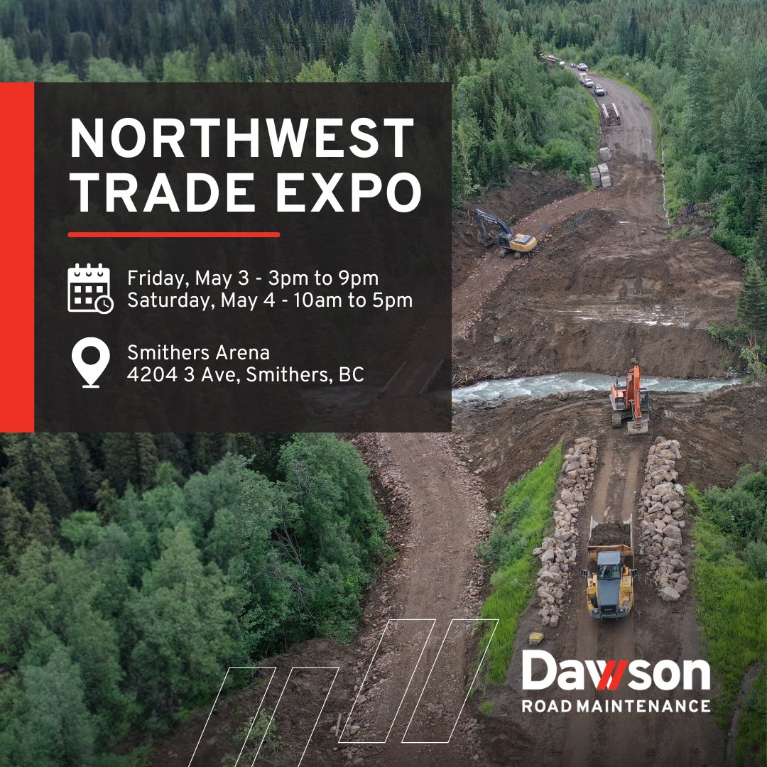 Visit our booth at the Northwest Trade Expo in #Smithers and discover how you can play a key role in keeping BC families and businesses safe.

📍 Smithers Arena, 4204 3 Avenue
📅 May 3, 3pm to 9pm & May 4, 10am to 5pm
🔗 DawsonGroup.ca/Careers

#DawsonCareers #WorkBC #BCjobs