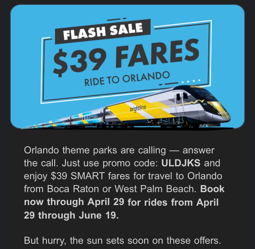 @anjunabeachwave @FixMetroMDT @JHopLovesTrains @GoMiamiDade @BrowardTransit @GoBrightline I don’t think Orlando is as successful and they want it to be. Offering fares for $39 but commuters to West Palm pay $35 per ride and only have 30 days before they expire.