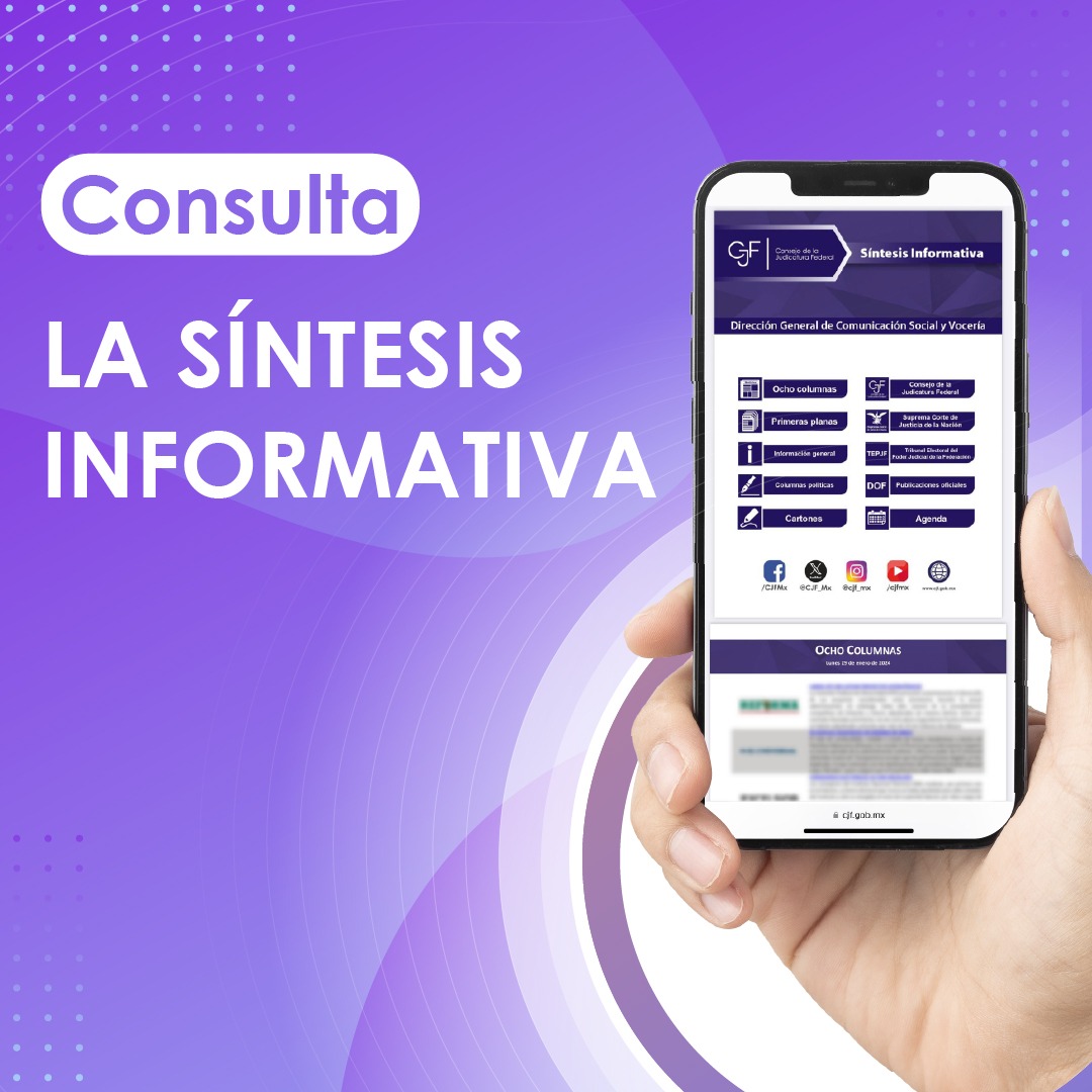 #SíntesisInformativa
👩‍⚖️🇲🇽 Mantente informado sobre la actuación del Poder Judicial de la Federación a nivel nacional.

Consúltala 👉🏻 bit.ly/3Cg1GOh