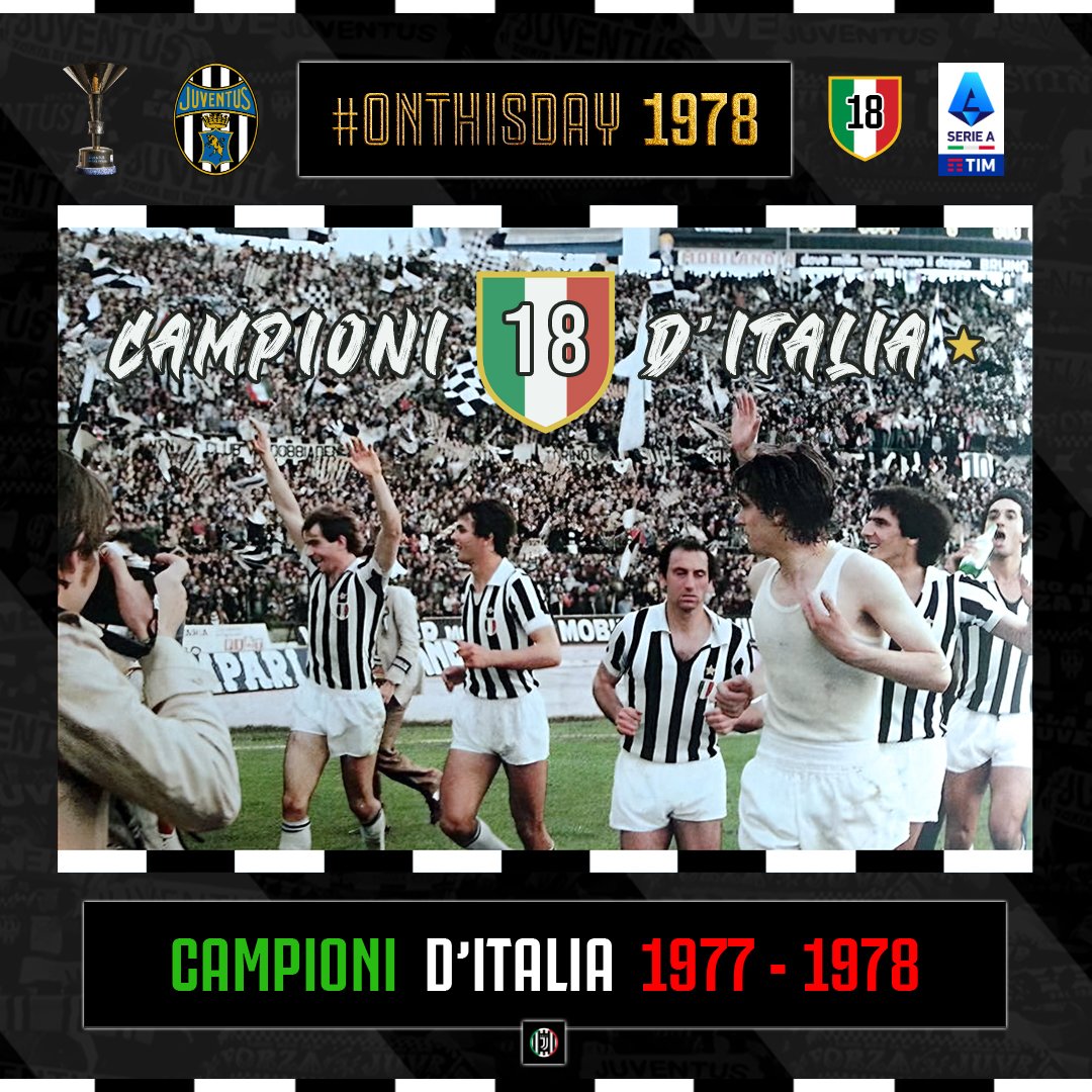 #OnThisDay 1982 🏁 La Juventus di #Trapattoni pareggiando all'Olimpico di Roma vs la Roma per 1-1 (Bettega) si riconferma matematicamente Campione d'Italia per il 2° Anno consecutivo, ottenendo il 18° Scudetto della sua Storia. 🏁🏆🥇🏆🇮🇹 #LiveAhead #FinoAllaFine #ForzaJuve