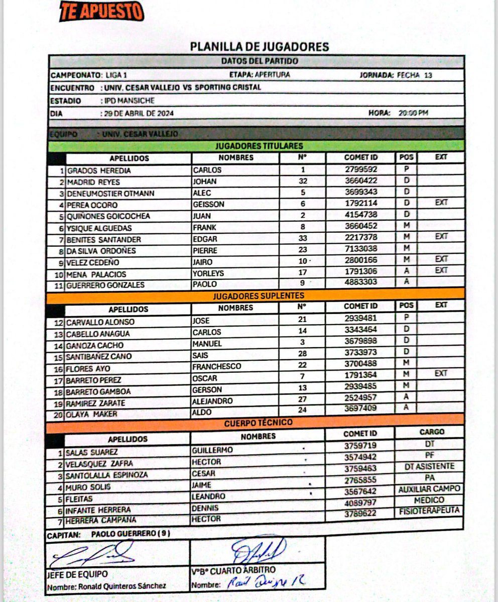 Listo✅✍️ Cómo indicabamos Paolo Guerrero será titular hoy y además será el capitán cuando la UCV enfrente a Sporting Cristal. @ovacionweb