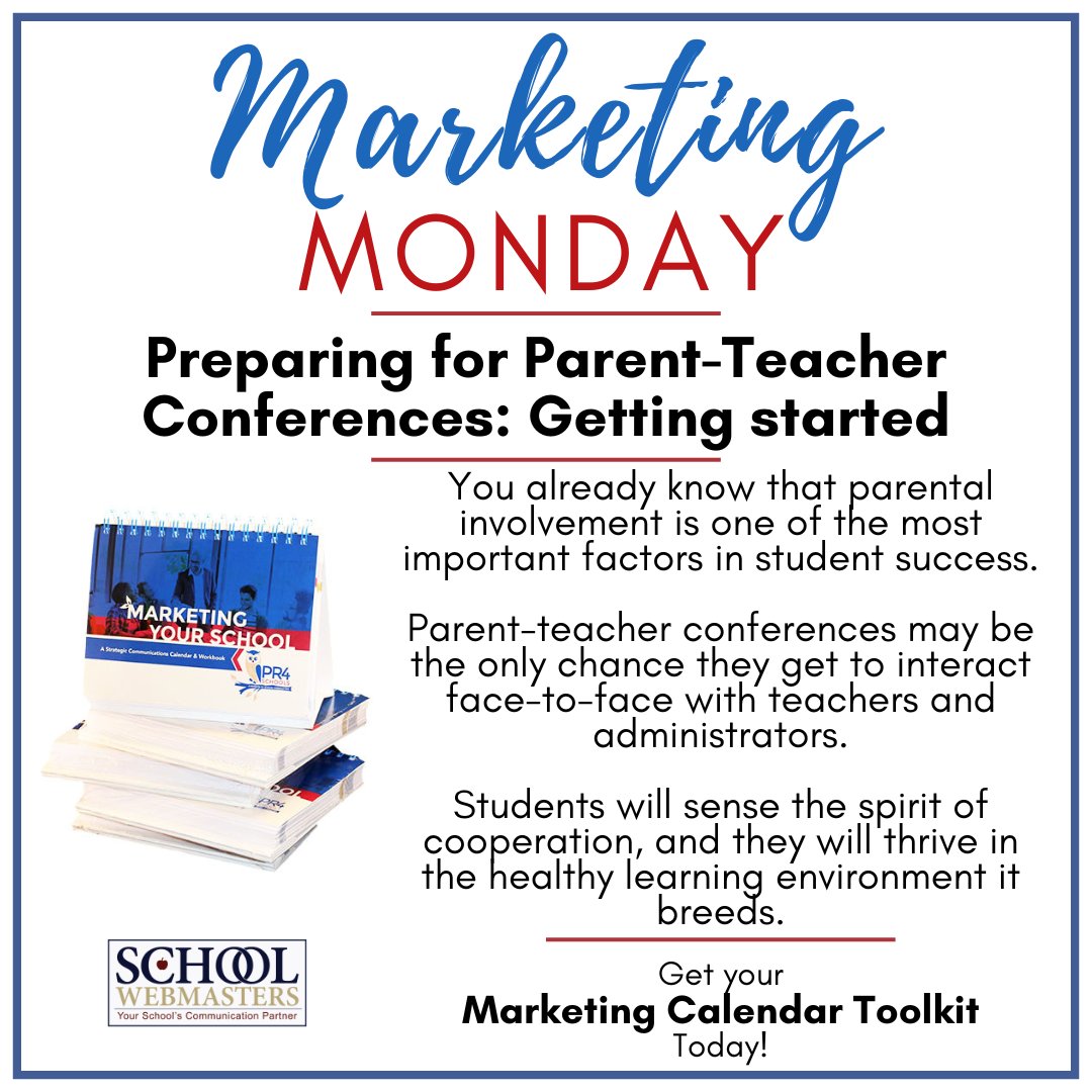 #MarketingMonday: You already know that parental involvement is one of the most important factors in student success. Your goal is to make parents your allies, working
together to help their children succeed. 
Get our Marketing Toolkit Today! ➡marketingyourschool.org/Order_Now