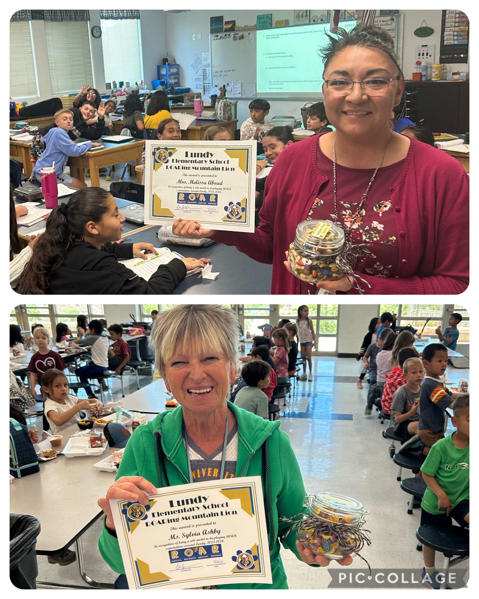 Lundy Elementary (@lundyepisd) on Twitter photo Congratulations to our most recent ROARing Staff Members, Mrs. Aboud in 5th grade, and Ms. Ashby, cafeteria/playground monitor. They lead by example with our ROAR expectations. #ROAR #LevelUp #ItStartsWithUs <a href="/ELPASO_ISD/">El Paso ISD</a> Congratulations to our most recent ROARing Staff Members, Mrs. Aboud in 5th grade, and Ms. Ashby, cafeteria/playground monitor. They lead by example with our ROAR expectations. #ROAR #LevelUp #ItStartsWithUs <a href="/ELPASO_ISD/">El Paso ISD</a>