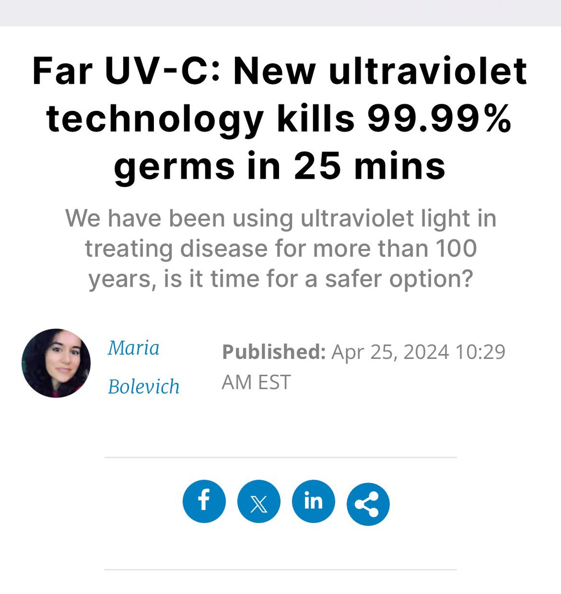 New Article on the benefits of Far UVC in inactivating germs & viruses. 

Article: interestingengineering.com/news/new-ultra…

#faruvc #222nm #cleanair #COVID19