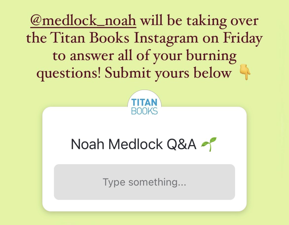 Pssst… it’s the last few hours to submit questions for my Q&A on the photo app! Drop your questions, be they profoundly literary or simply nosey, into the box on @TitanBooks ‘s story. I’ll be putting up video answers on Friday! 🌿