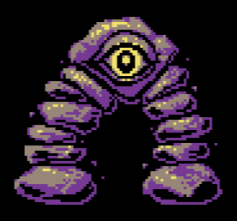 Monster of the Week: Rockfiend Sentry.

This elite magically animated guard is due for a makeover to help him look more powerful than a normal Rockfiend. I have something in mind, but I'm curious: how would *you* make the Rockfiend Sentry look tougher?
#PixelArt #MonsterDesign