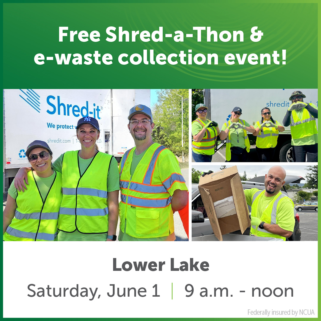 Visit our first #ShredaThon of the year in Lower Lake! Bring documents to be shredded by @Shredit and dispose of e-waste with Conservation Corps North Bay. Optional donations to Lake County Child Care Planning Council will also be accepted. 🌐 More Info: bit.ly/44BYNVL
