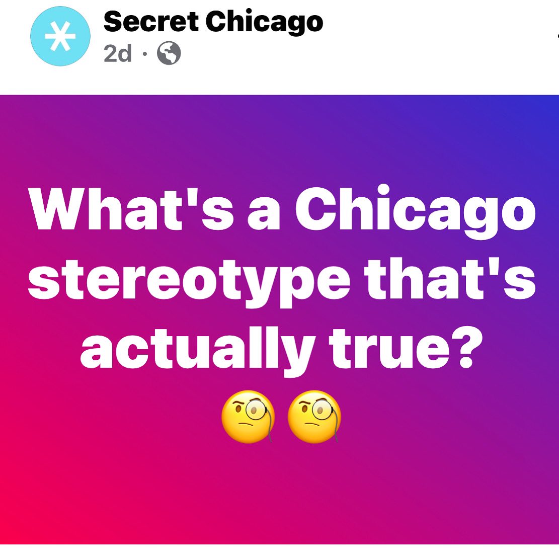 What's a Chicago stereotype that's actually true?

#ChicagoHistory ☑️