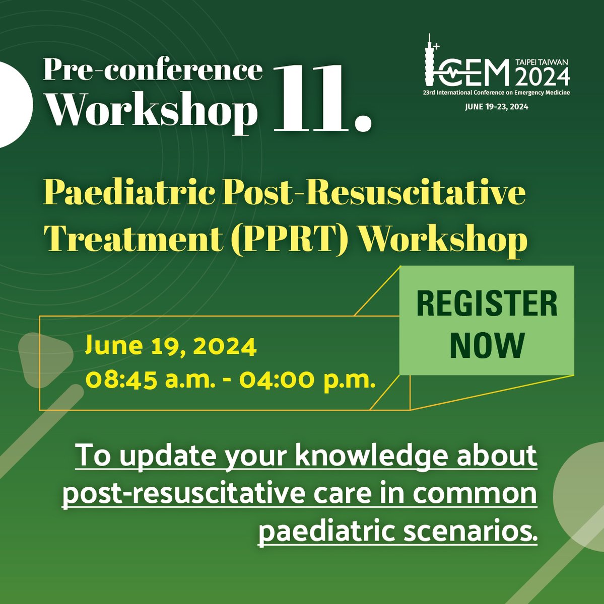 Calling all emergency medicine professionals! Elevate your skills with our preconference workshops designed to sharpen your clinical expertise and enhance patient care. Learn more and register: icem2024.com/pre-conference