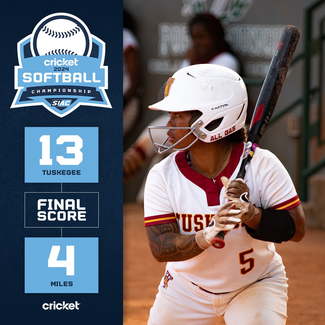 Tuskegee advances to Game 11 of the 2024 Cricket SIAC Softball Championship Tournament! The Golden Tigers will face Lane College tomorrow at 1:30 p.m. ET! 🥎 🏆 #SIAC #SIACSB #LeadersRiseHere