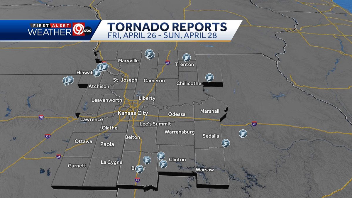 Nearly 300 tornado warnings were issued this past weekend! We appreciate the information and service of the @nws, @NWSKansasCity, @NWSTopeka, @NWSSpringfield and @NWSSPC to help keep you informed and safe. 🌪️ @kmbc