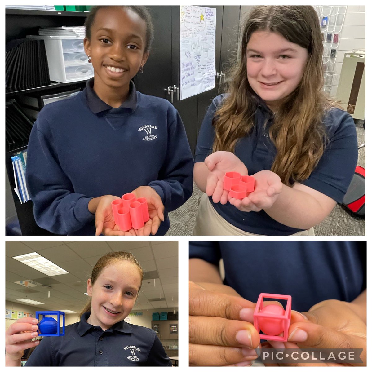 These math students created desk caddies and impossible puzzle boxes after our geometry unit using @tinkercad and our 3D printer! @WoodwardAcademy @TeacherTammyF @Natalie_STEAM
