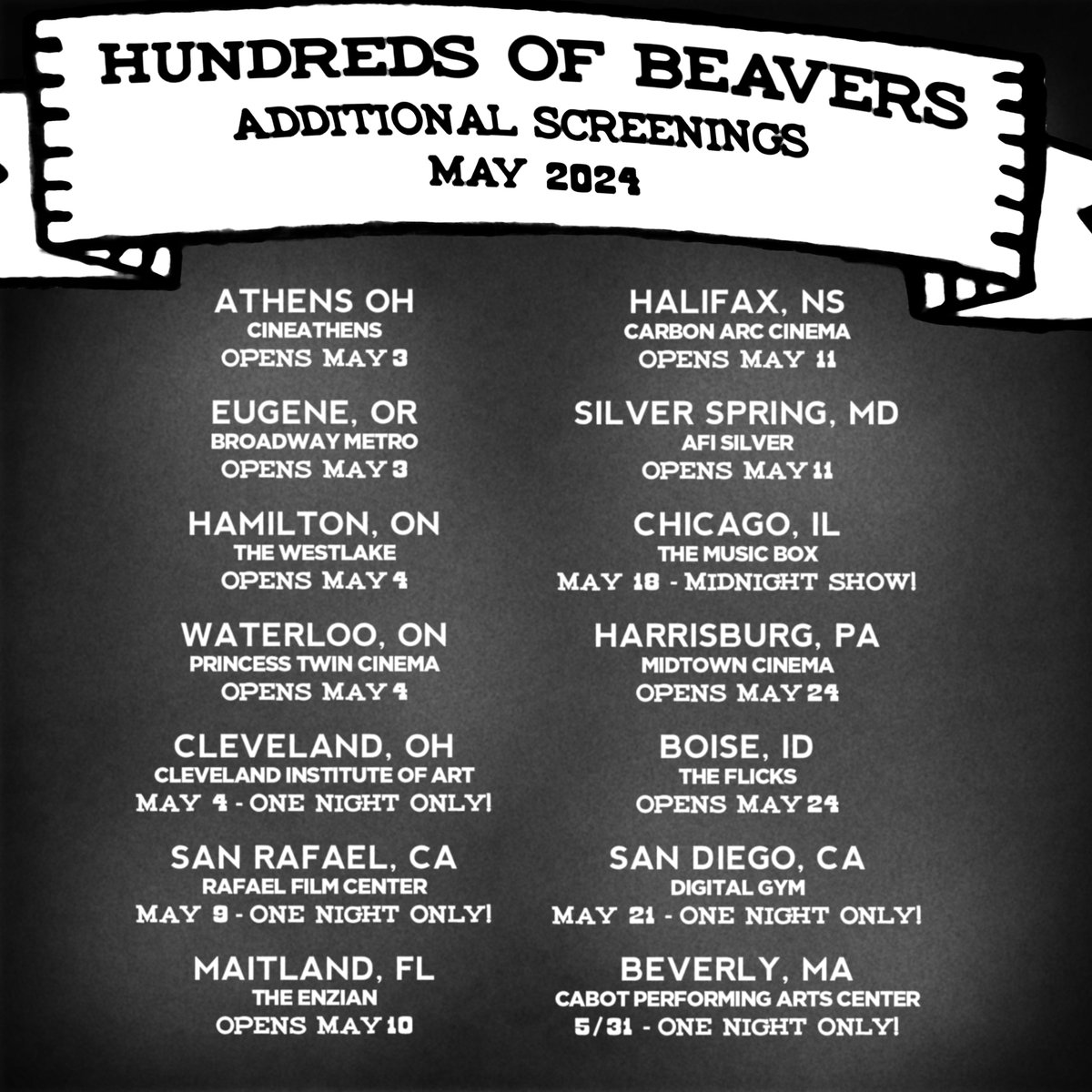 🦫🚨 BEAVER ALERT: As Spring Awakens, so doth Furry Aquatic Menaces! Alert All Friends Within Proximity! Reports Indicate 16 Indie & Historic Theaters Hosting Fan Appreciation Screenings with Raccoon Hat Raffles! THIS WEEKEND: @cstpdx @balboatheatresf and @4StarTheater! Wear