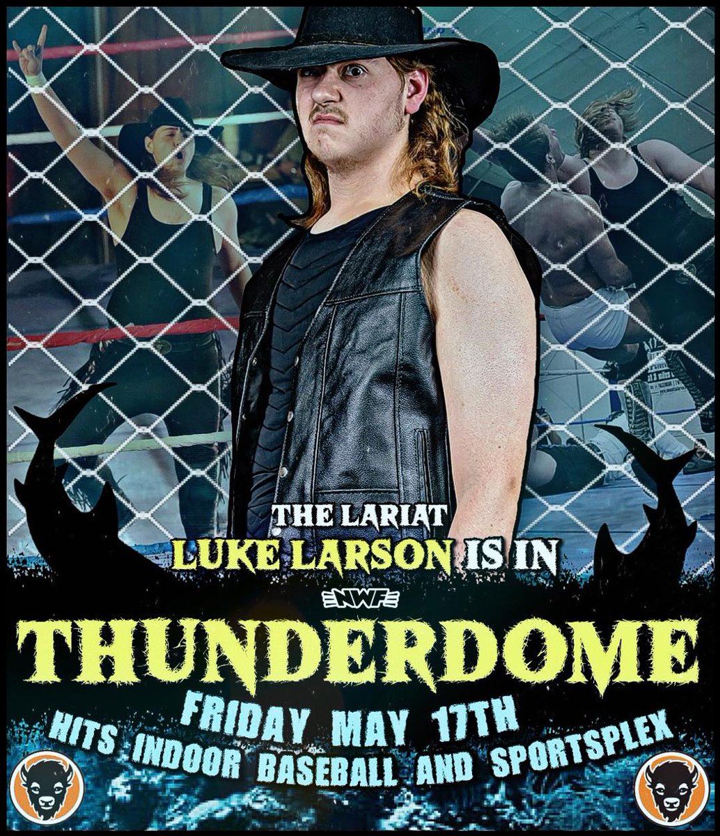 🚨 LUKE LARSON HAS BEEN ENTERED IN THUNDERDOME! 🚨 After losing his Unified title last night, @LukeLarsonPro looks to claim another title on May 17th at Hits Indoor Baseball: the NWF Heavyweight Championship! 🎟: nwfwrestling.com/events 🚪: 6:30 pm 🔔: 7:30 pm