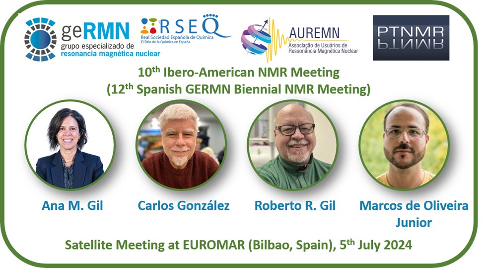 Do not miss the 10th Ibero-American NMR meeting that will take place as satellite meeting of the EUROMAR 2024 in Bilbao!
euromar2024.org/iberoamerican-…

Remember to tick the box “register for the Ibero-American NMR satellite meeting” on the registration page.

#NMR #NMRchat @euromar2024