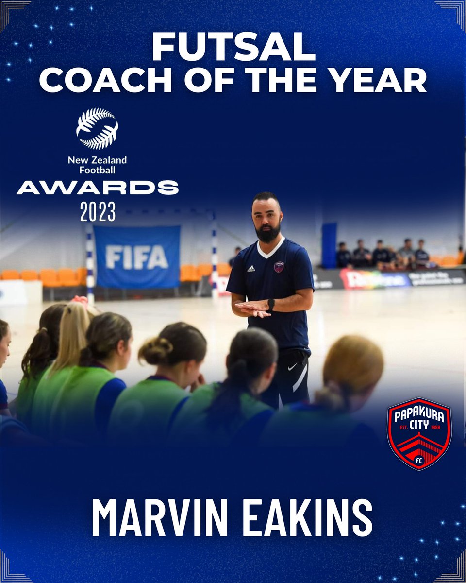 Simply the best 💙🤍

Congratulations Marvin on being awarded Futsal Coach of the Year for 2023 at last night's New Zealand Football Awards.