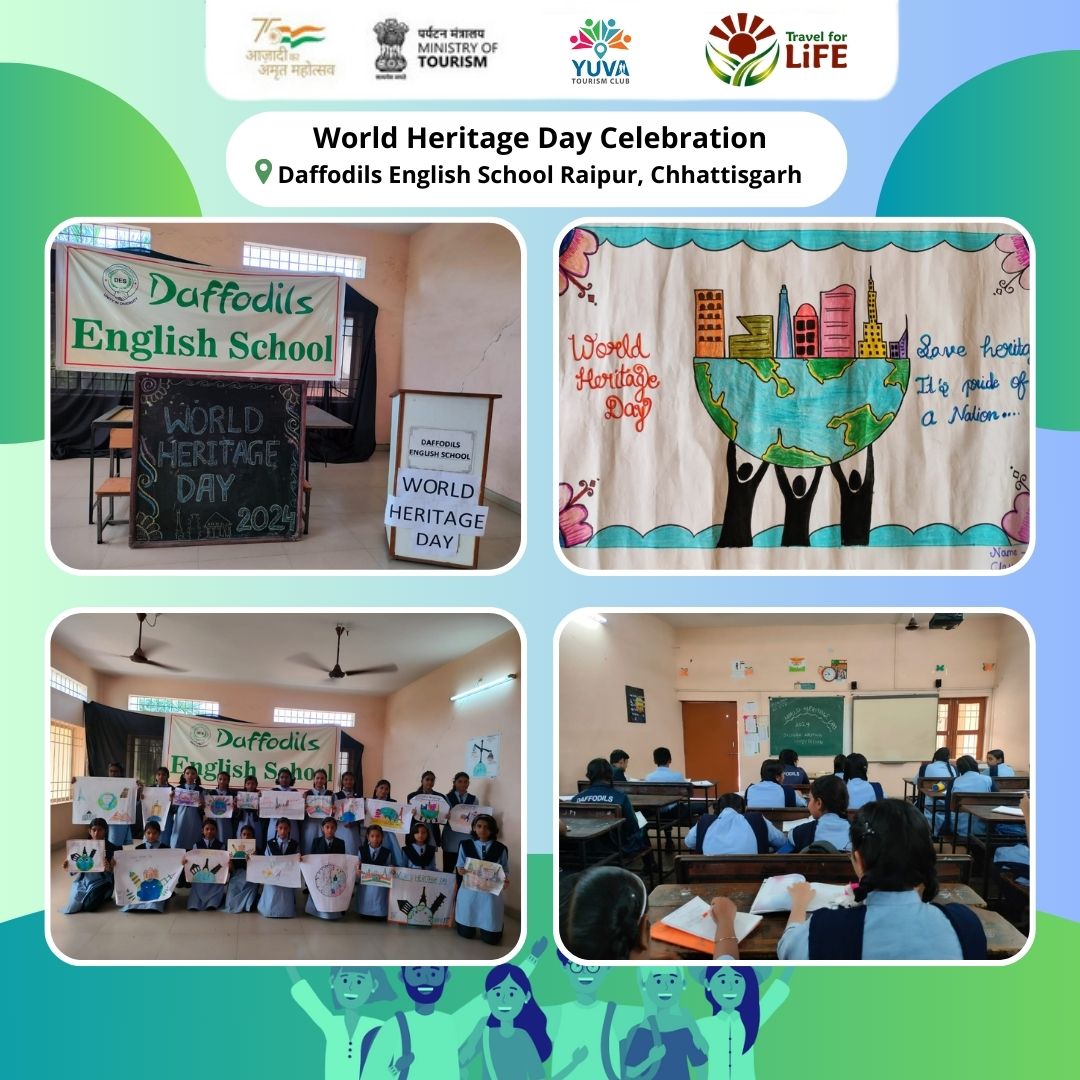 Daffodils English School Raipur celebrated World Heritage Day on 18th April, promoting the preservation of cultural and natural sites. Students from classes 6-12 engaged in Poster Making, Slogan Writing, and Speech Competition. #WorldHeritageDay

@incredibleindia @tourismgoi