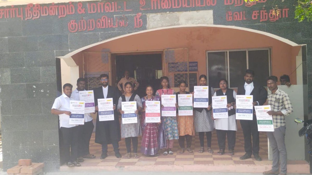 'Standing up for children's rights! Lawyers and advocates from #Dindigul district march to  #EndChildMarriage and protect young futures. Together, we can create a world where every child has the opportunity to thrive. #EndChildMarriage #EndChildSexualAbuse #EndChildLabour