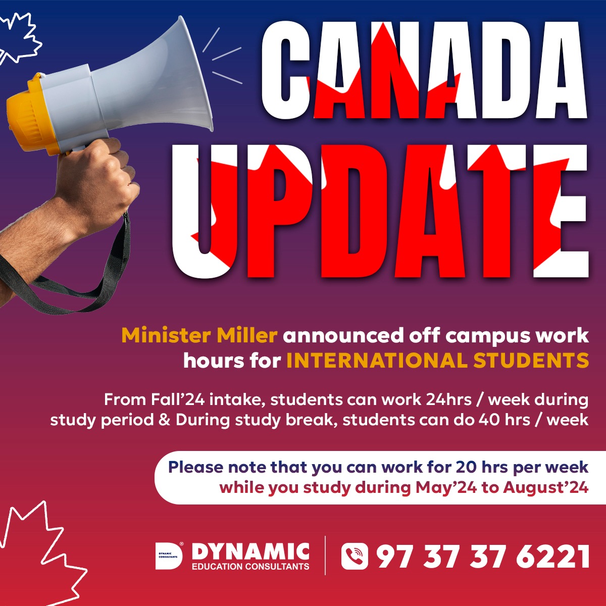 𝐁𝐫𝐞𝐚𝐤𝐢𝐧𝐠 𝐍𝐞𝐰𝐬!

Update for 𝐂𝐚𝐧𝐚𝐝𝐚 𝐀𝐬𝐩𝐢𝐫𝐚𝐧𝐭𝐬! 🇨🇦

What’s more? Call on 𝟗𝟕𝟑𝟕𝟑𝟕𝟔𝟐𝟐𝟏 to know other 𝐦𝐚𝐣𝐨𝐫 𝐜𝐡𝐚𝐧𝐠𝐞𝐬.

#BharosaMatlabDynamic #StudyAbroad #CareerGoals #CanadaImmigration #StudyInCanada #CanadaNews #CanadaUpdate #StudentWork