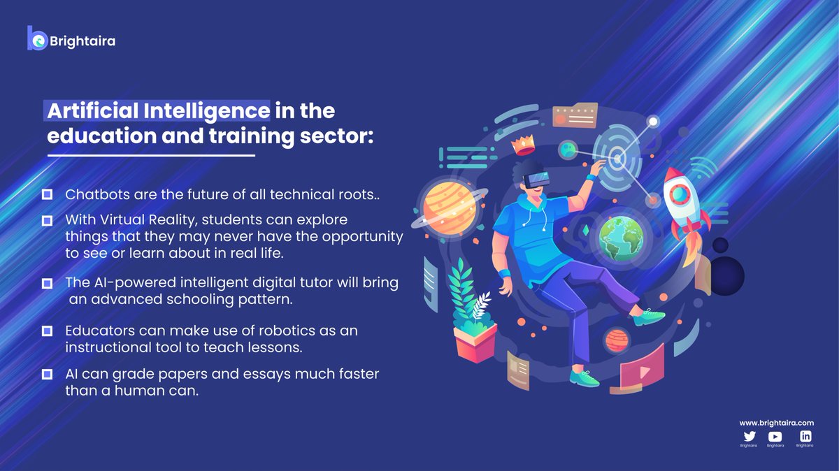 Empower minds with the future of learning. AI is revolutionizing education for a brighter tomorrow.  #AIinEducation #FutureOfLearning